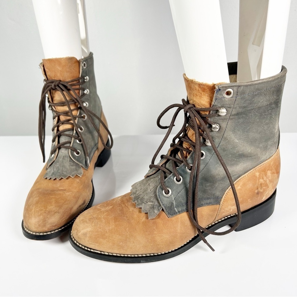 Justin Kiltie Boots Leather Two Tone Colorblock Womens 5 D